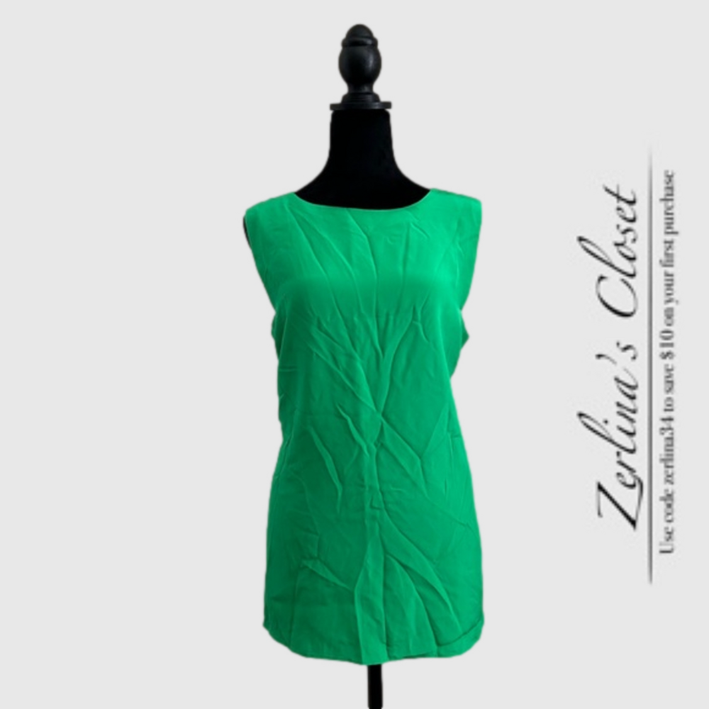 Antonio Melani Silk Sleeveless Sherrie Shell Blouse Grass Green L